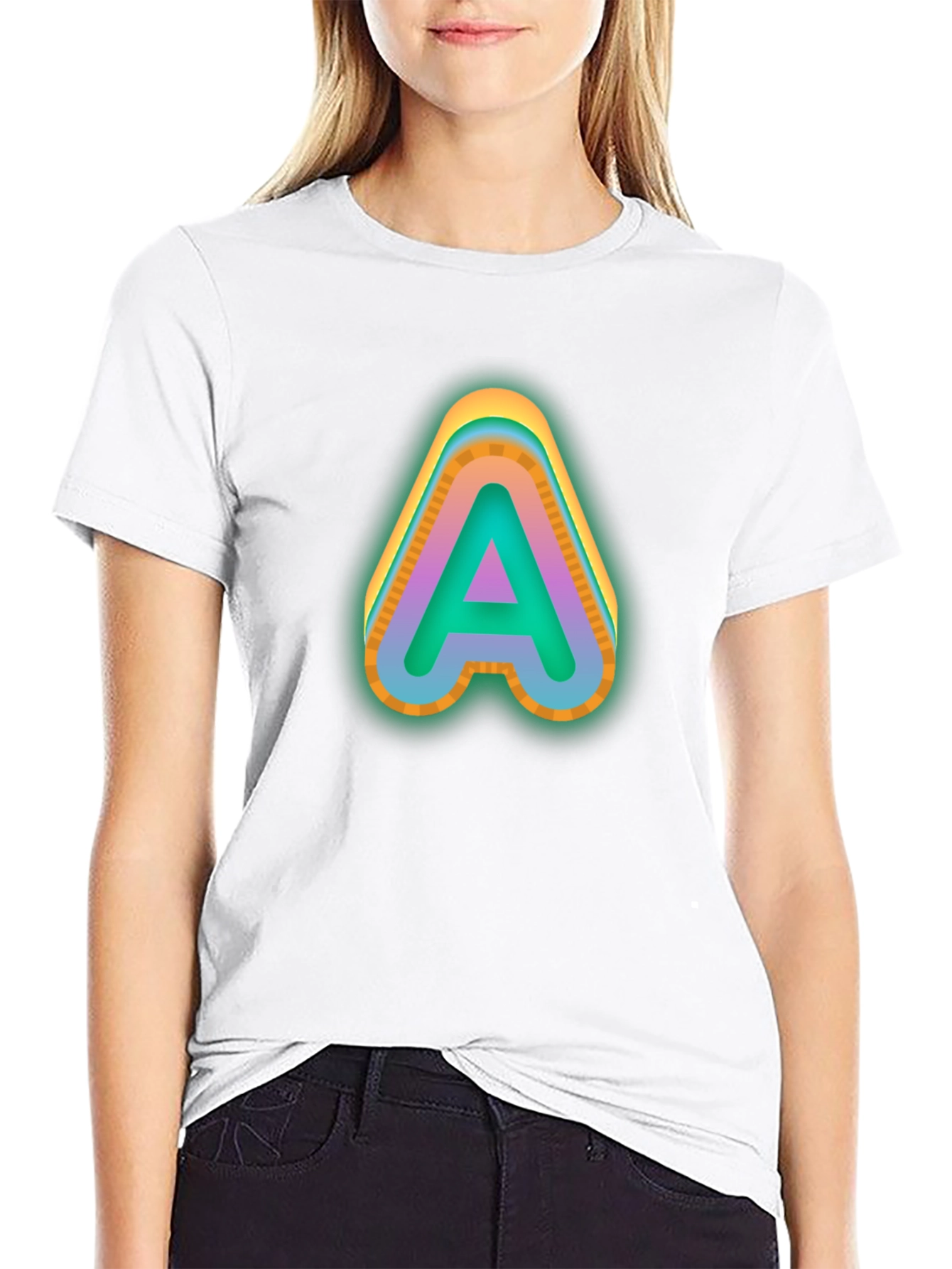 Letter A Graphic Tee - Neon Style T-Shirt