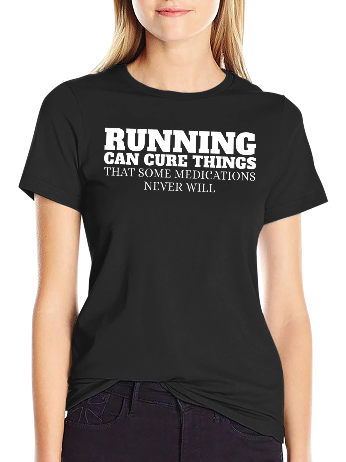 Running Cures Things Black Graphic T-Shirt